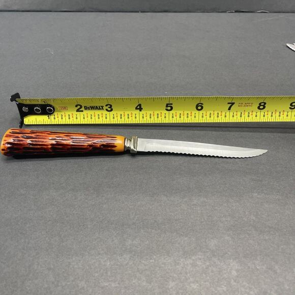 Forgecraft VTG Stainless Steel Faux Bone Stag Handle Steak Knives set of 6 USA - Picture 3 of 6